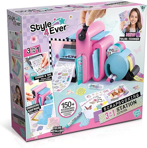Canal Toys - 3 in 1 Scrapbooking Station - Customize your notebook - 150+ DIY accessories included, hours of creativity, embossing and sticker factory - from 6 years old - OFG 275