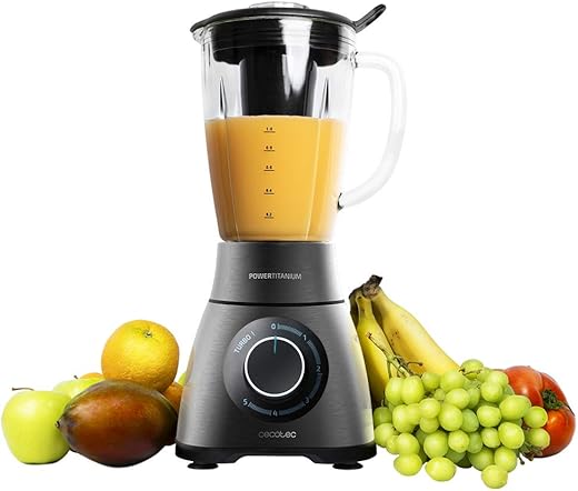 Cecotec Blender Power Black Titanium 2500MAX PerfectMix. 2500W Maximum Power, Blade with Black Titanium Coating, 1.8L, Filter for Smoothies, Stainless Steel Finish