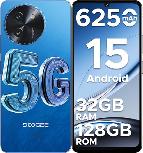 DOOGEE Note 59 Mobile Phone 5G, Andriod 15 Smartphone, 32GB+128GB/2TB Octa Core Mobile, 6250mAh Battery, 120Hz Refresh Frequency and Screen 6.75'', Camera 16MP+8MP Mobiles, NFC/Dual SIM/FaceID