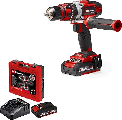 Einhell TE-CD 18/48 Li-i (2x2.0Ah) Power X-Change (Lithium-Ion) Cordless Hammer Drill Drill Function Includes 2 x 2.0Ah PEX Batteries, Charger and Case