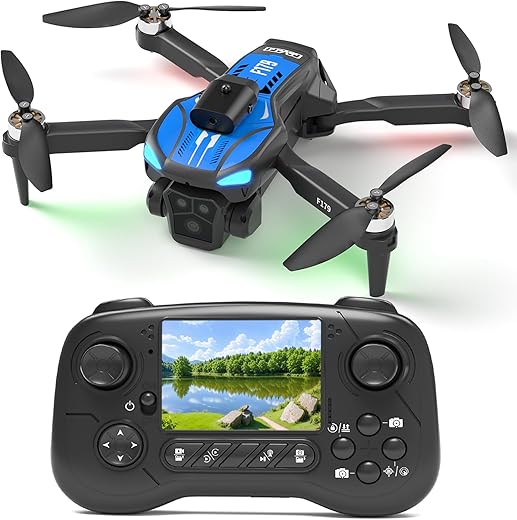 F179 Drone with 1080P Camera, Brushless Motors, Obstacle Avoidance & WIFI, Waypoint Flight, Trajectory, 3D Flip, Optical Flow Positioning, 90° Lens, Portable for Adults/Kids/Beginners