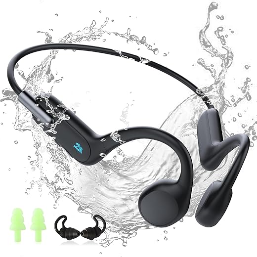 HIFI WALKER Swimming Headphones Bone Conduction IPX8, MP3 Aquatic 32GB, Bluetooth 5.3 Waterproof Headphones for Swimming, Running, Pool, Training, 8H Autonomy