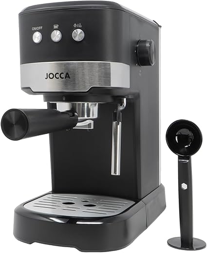 Jocca - Espresso Coffee Maker 20 Bars with Vaporizer, 1100W, Removable 1.25L Tank, Metal, Black