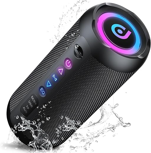 Portable Bluetooth Speaker 5.4, 30W Powerful Bluetooth Speaker, Dual Bass Speaker, 30H Playback, IP7 Waterproof Speakers, RGB Lights, TWS Pairing, Suitable for Outdoor/Party/Travel