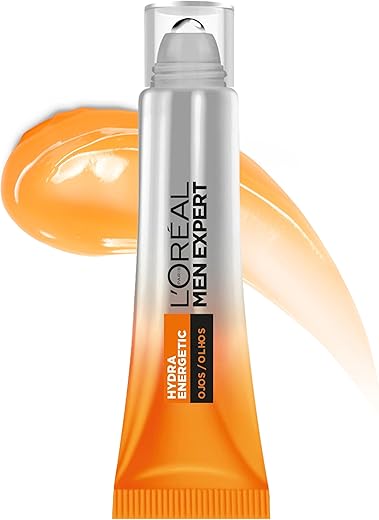 L'Oréal Men Expert Hydra Energetic Eye Roll-On with Vitamin C*, Anti-Fatigue Formula Reduces the Appearance of Bags and Dark Circles, [10ml]