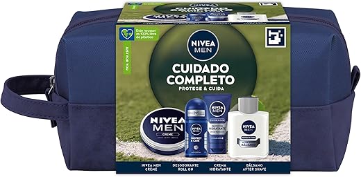 NIVEA Men Pack Complete Care Toiletry Bag, Gift Set for Men with Face Cream (1 x 75 ml) Full Body Moisturizer (1 x 150 ml), After Shave Balm (1 x 100 ml), Deodorant (1 x 100 ml)