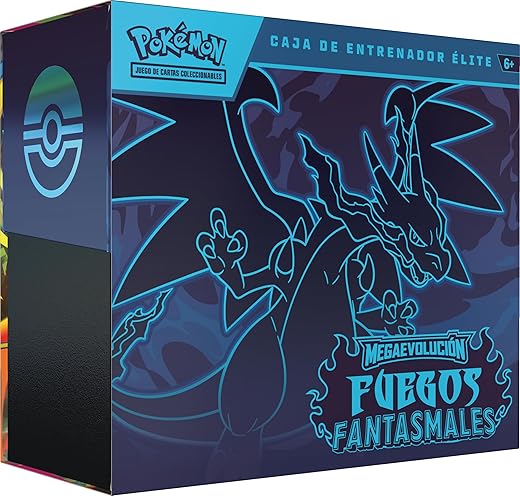 Pokémon: Caja de Entrenador Élite de Megaevolución-Fuegos Fantasmales de JCC Pokémon (1 Carta de promoción con ilustración expandida, 9 Sobres de Mejora y Accesorios prémium)