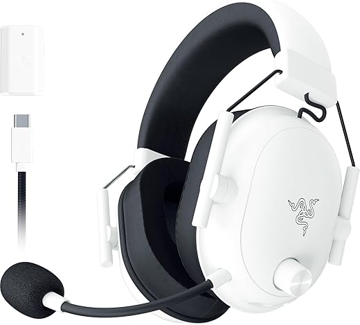 Razer Blackshark V2 Hyperspeed - PC Auriculares Inalámbricos para Juegos E-Sports Ligeros 280g (Micrófono de Banda Superancha, Diafragma Triforce 50mm, Espuma Aislante del Sonido, 70 Horas) Blanco