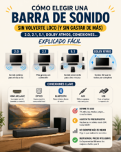 Cómo elegir una barra de sonido sin volverte loco (y sin gastar de más) — 2.0, 2.1, 5.1, Dolby Atmos, conexiones… explicado fácil