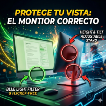 Cómo elegir un monitor para trabajar 8 horas sin dañar la vista (guía práctica)