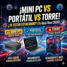 Mini PC vs portátil vs torre: qué te conviene (Guía definitiva 2026)